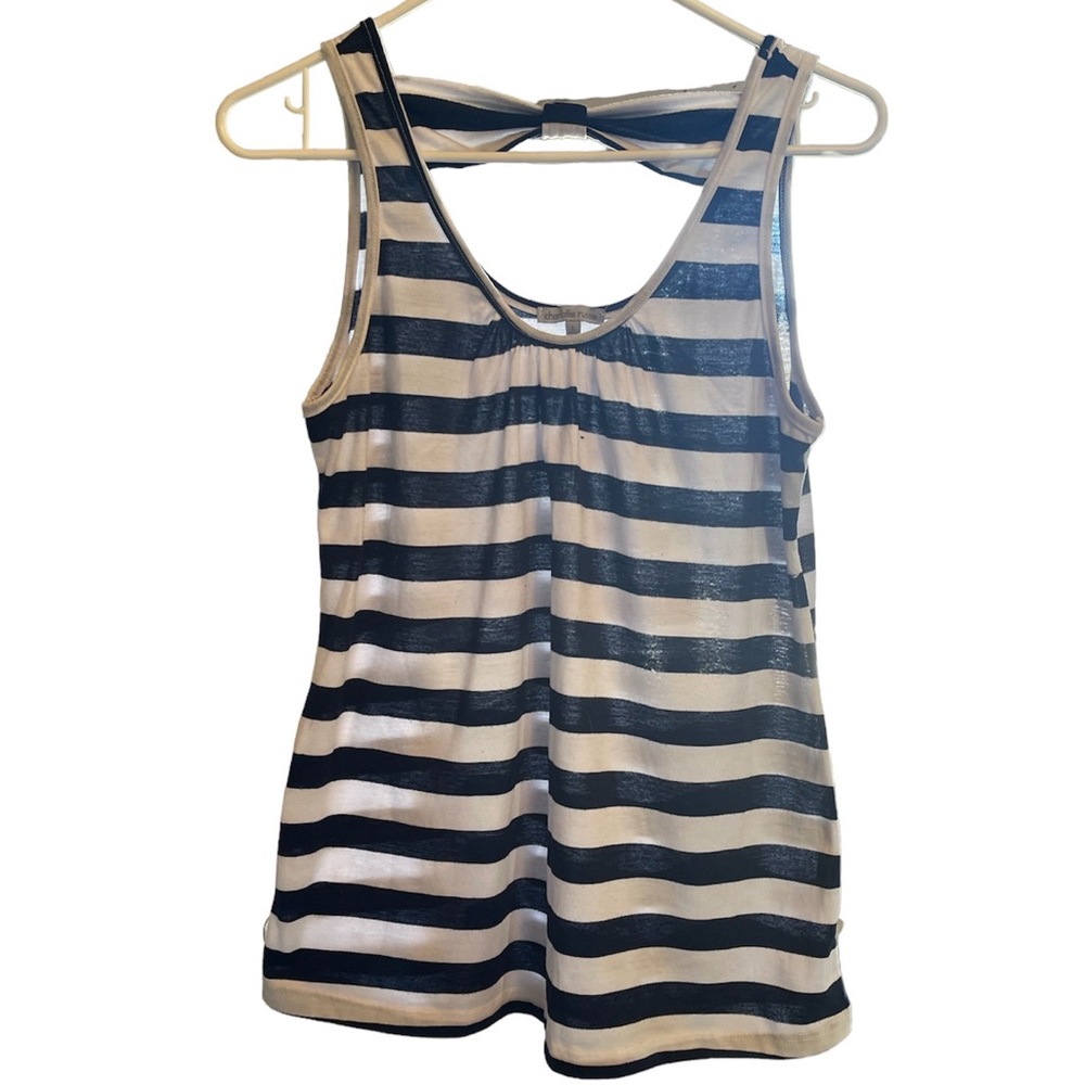 Perfect for spring and summer- flowy tank with nautical blue and white stripes!